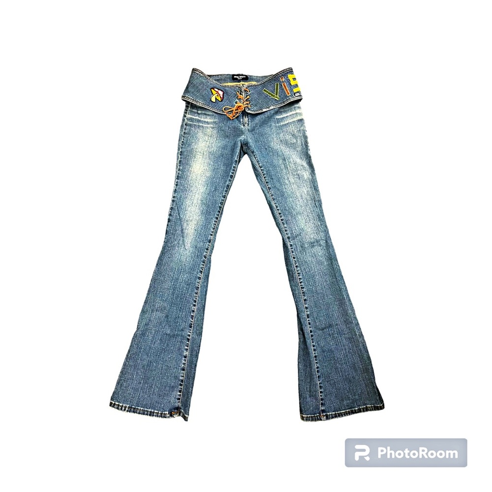 Miss Sixty Luxury - Vintage 70s Trippy Flair Mushroom Jeans with Tie Belt - 26